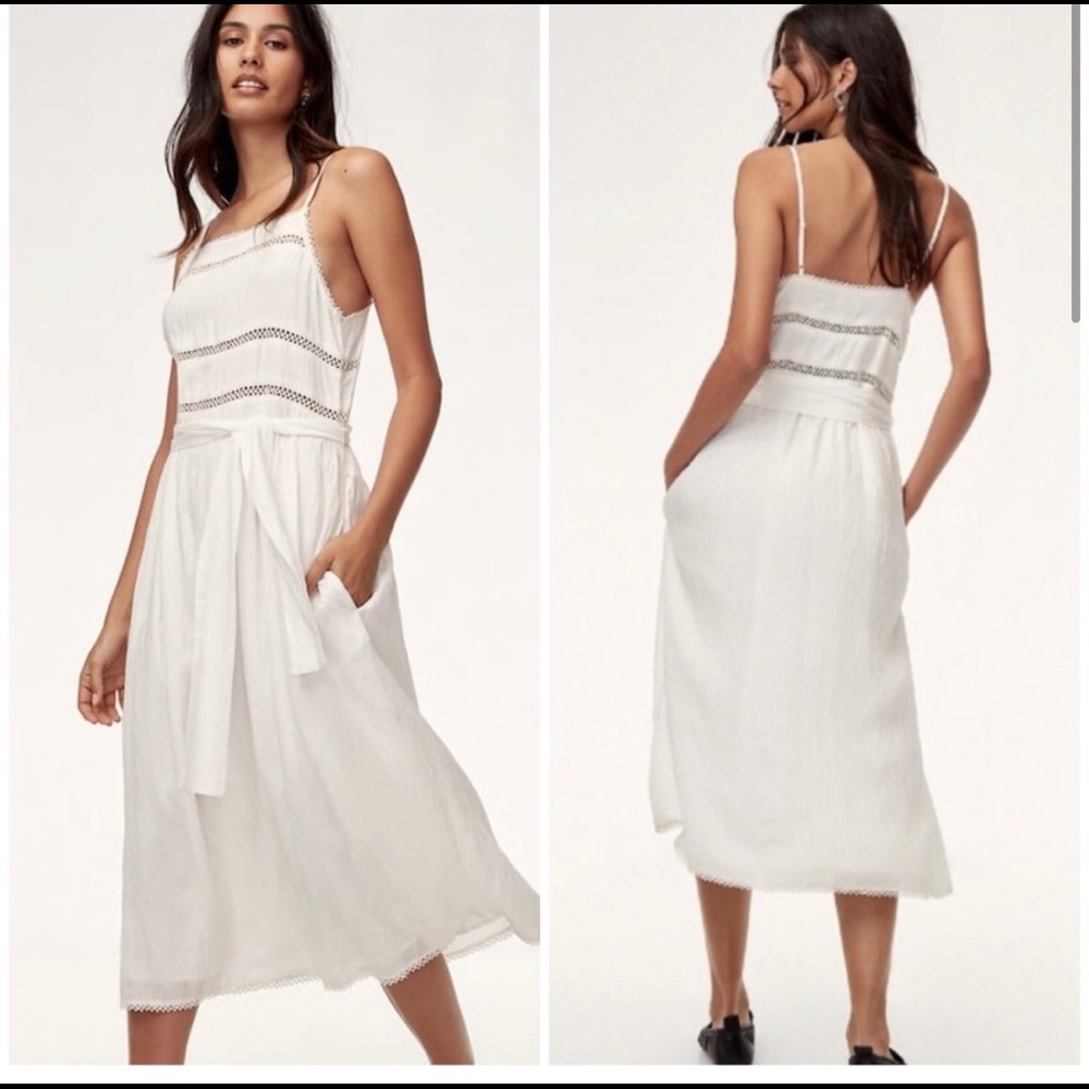 Wilfred White Midi Sundress with Lace Trim
